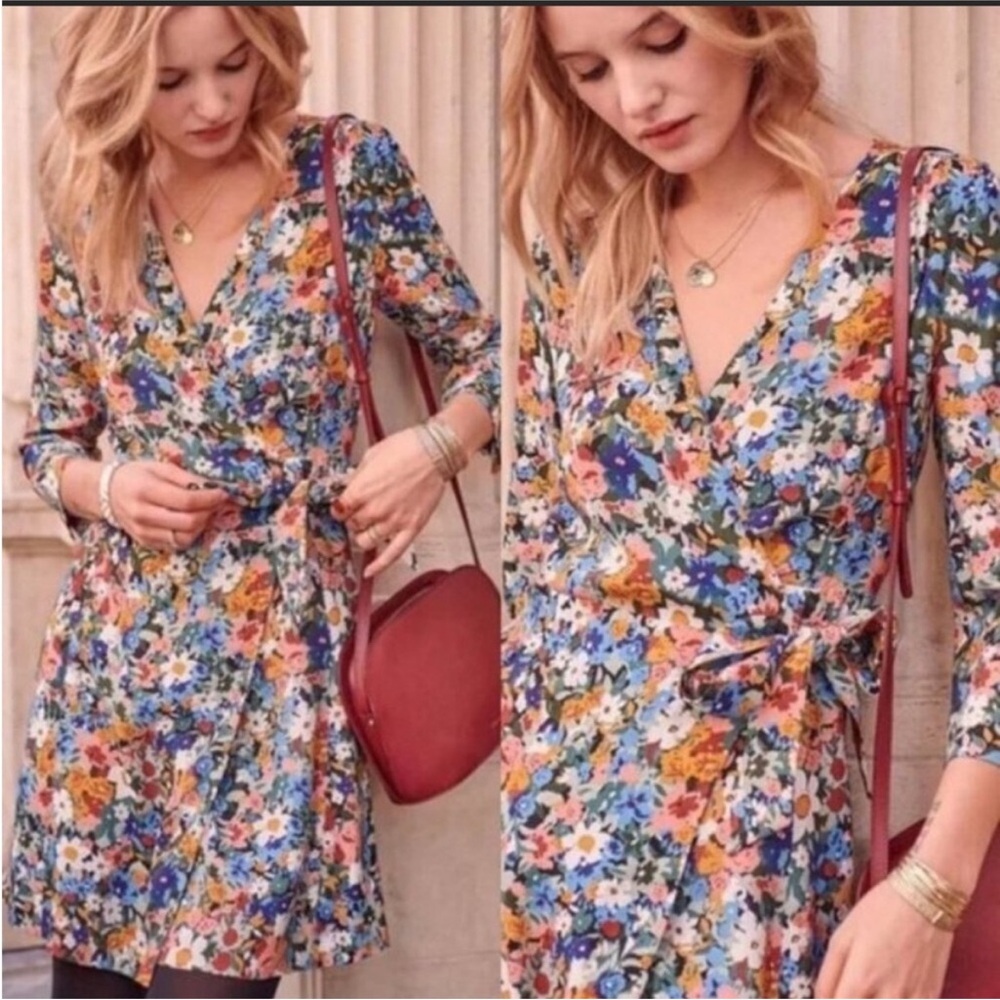 Sezane | Nadia Wrap Dress in Fall Flowers sz 10